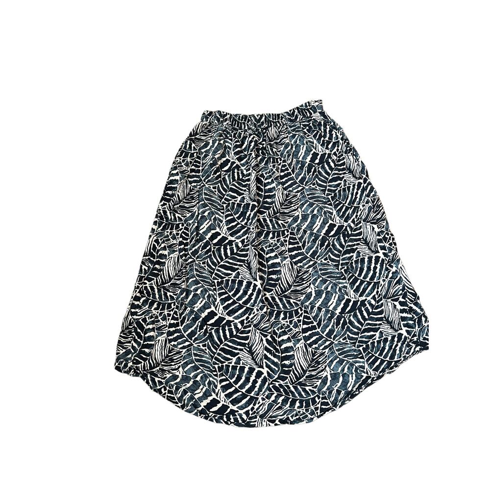 H&M womens wrap front leaves prints skirt high low white navy blue sz xs - Picture 8 of 16